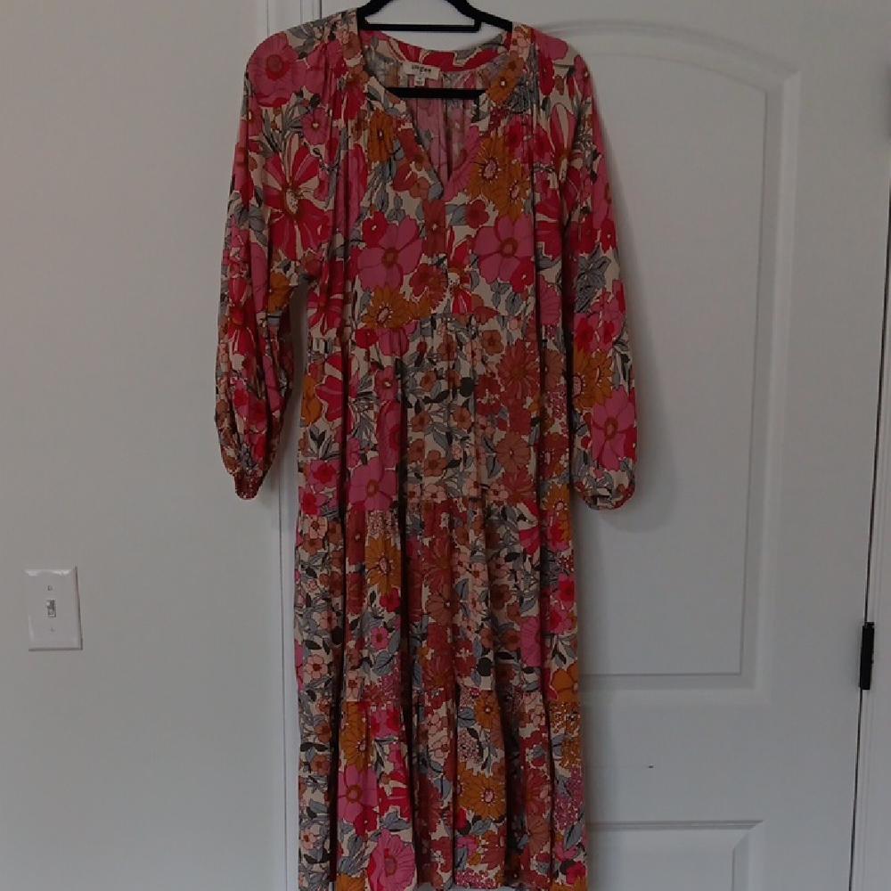 Floral Pink and Orange Women's Dress